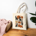 Spooky Black Cats and Jack-O-Lanterns Double-Sided Cotton Canvas Tote Bag