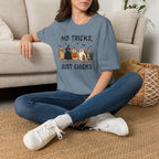 No Tricks Just Chicks, Funny Halloween Chickens in Costumes, Gildan Unisex Softstyle T-Shirt