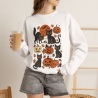 Spooky Black Cats and Jack-O-Lanterns, Gildan Unisex Heavy Blend™ Crewneck Sweatshirt