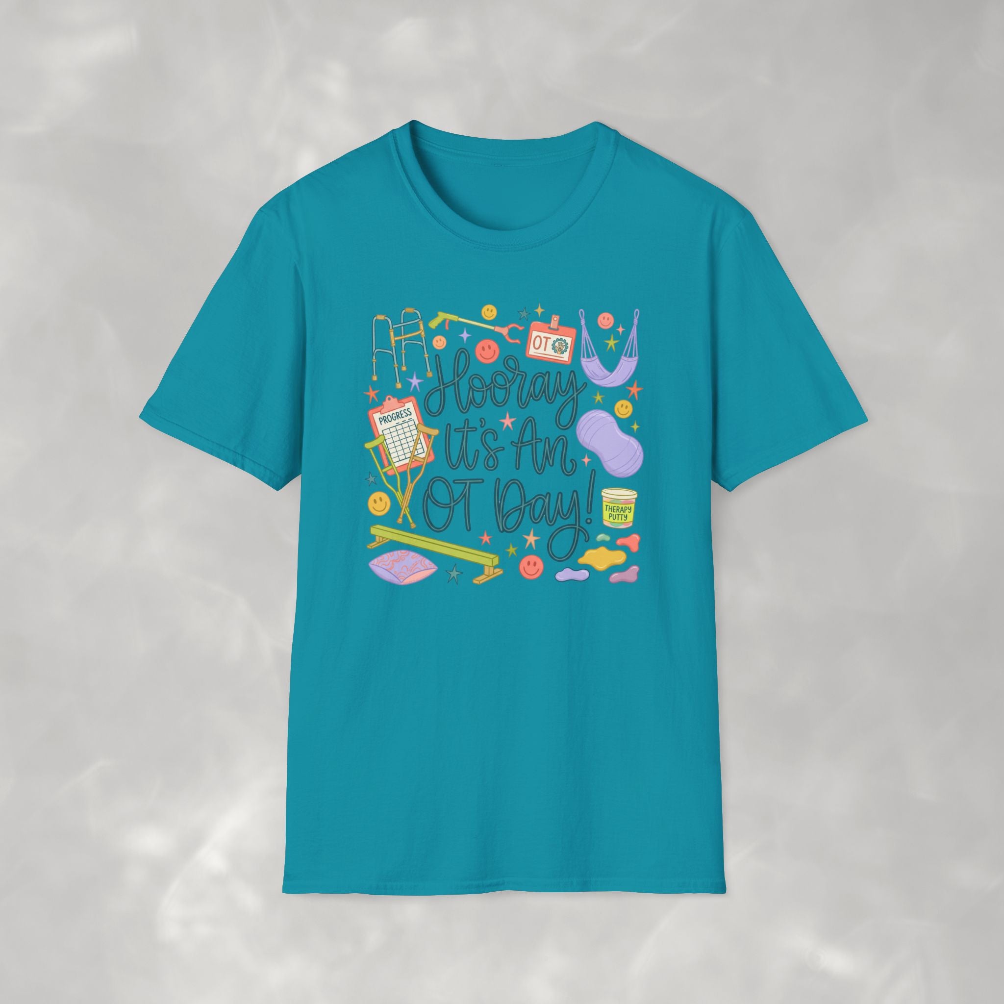 Hooray It's an OT Day, Cute, Playful, Pediatric Occupational Therapy, OTR, COTA Gildan Unisex Softstyle T-Shirt