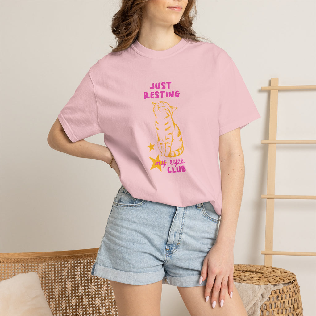 Just Resting My Eyes Club, Funny, Cat Lover Comfort Colors Tee