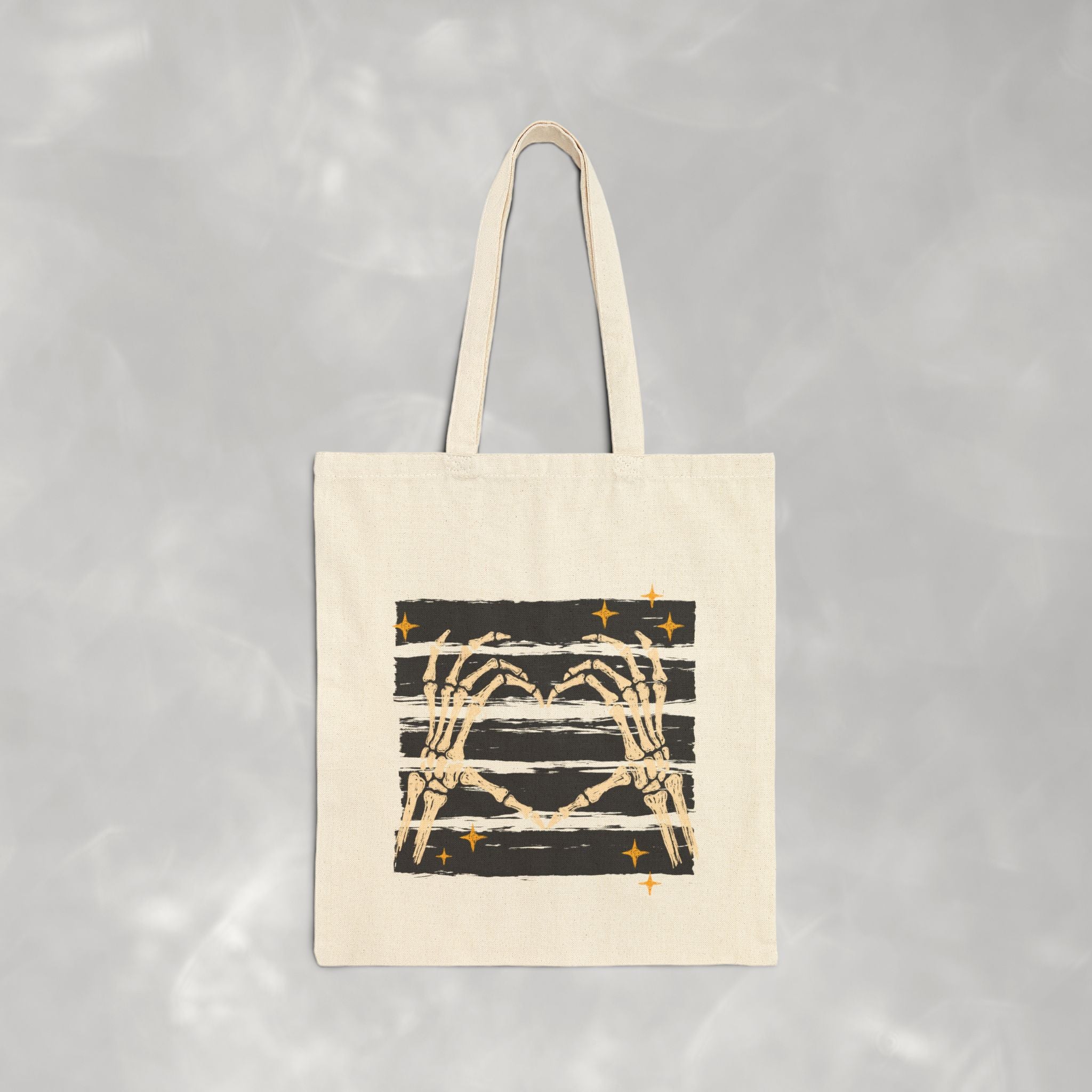 Spooky Skeleton Hands, Cute Halloween Double-Sided Cotton Canvas Tote Bag