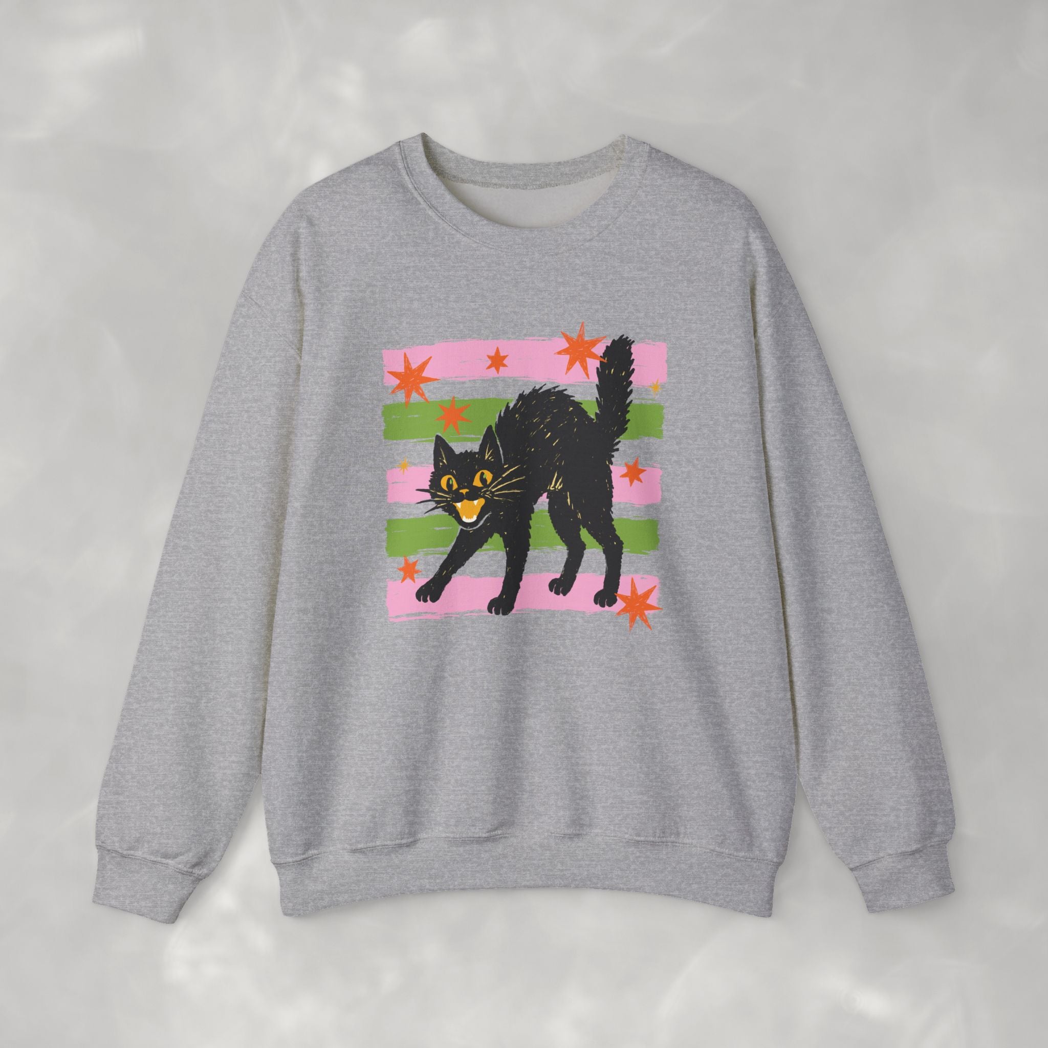 Spooky, Cute Black Cat, Halloween, Gildan Unisex Heavy Blend™ Crewneck Sweatshirt