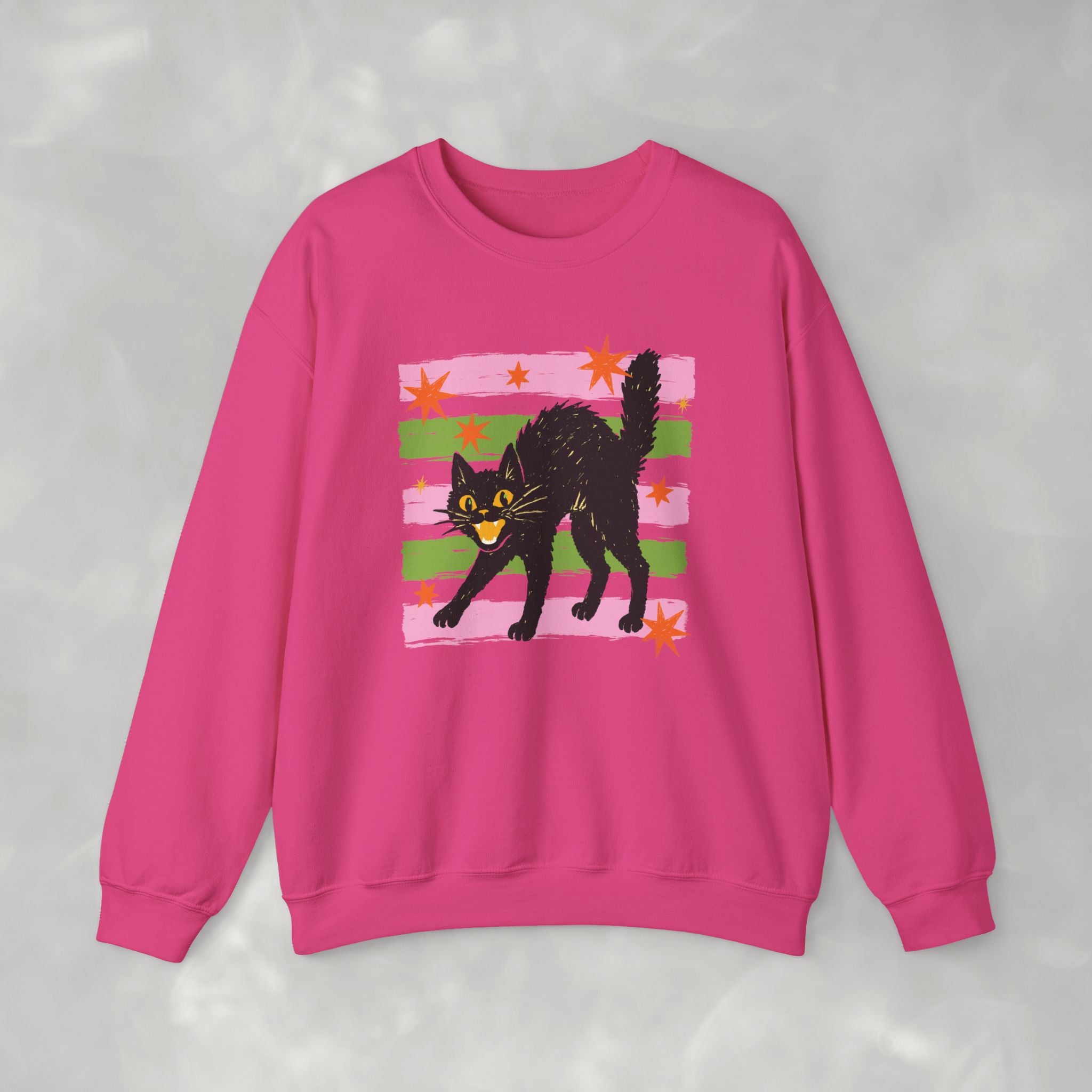 Spooky, Cute Black Cat, Halloween, Gildan Unisex Heavy Blend™ Crewneck Sweatshirt