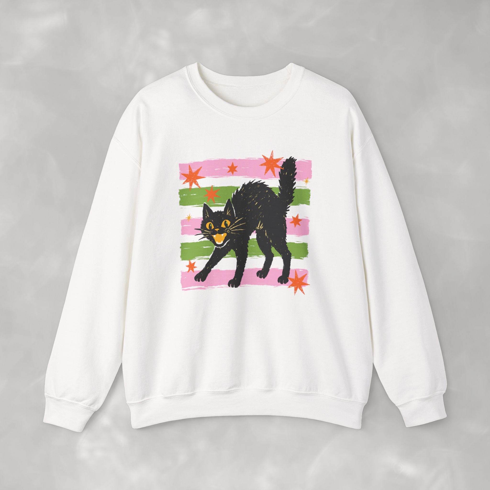 Spooky, Cute Black Cat, Halloween, Gildan Unisex Heavy Blend™ Crewneck Sweatshirt