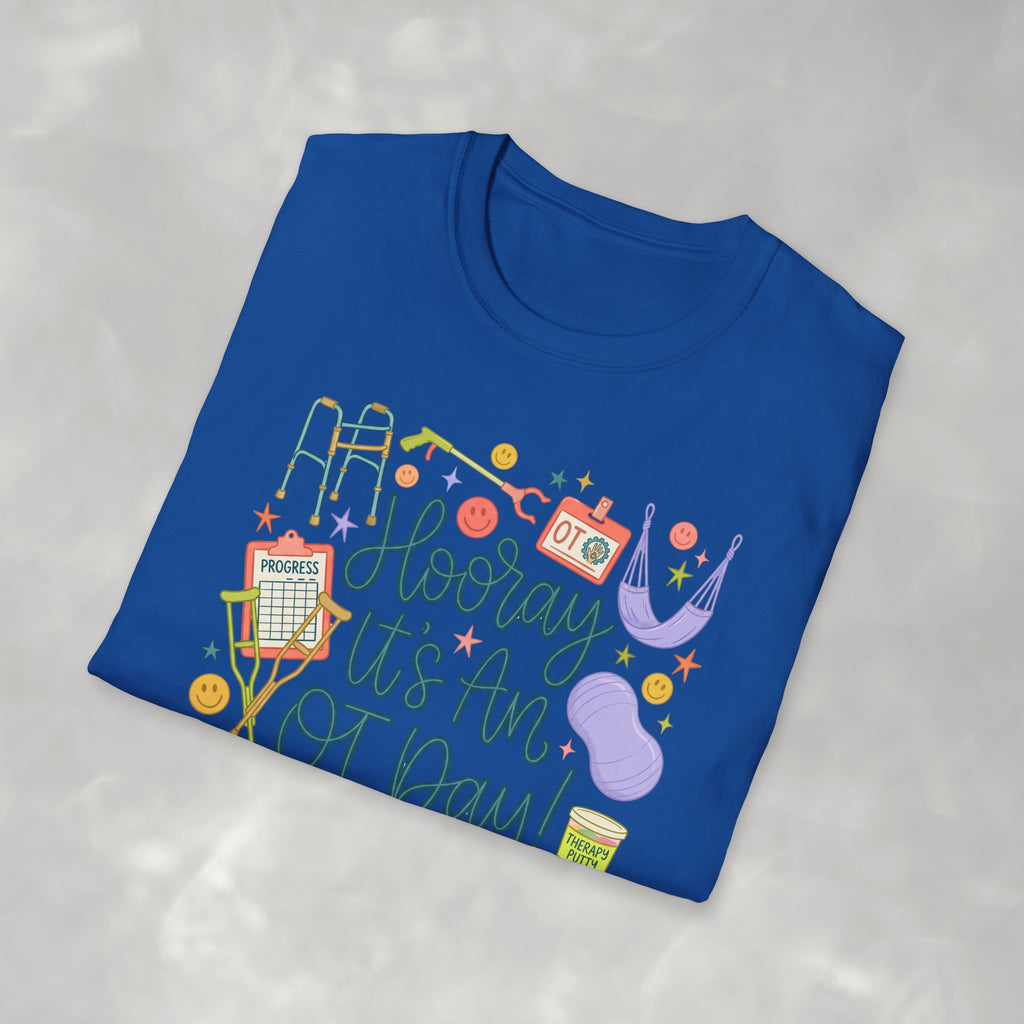 Hooray It's an OT Day, Cute, Playful, Pediatric Occupational Therapy, OTR, COTA Gildan Unisex Softstyle T-Shirt