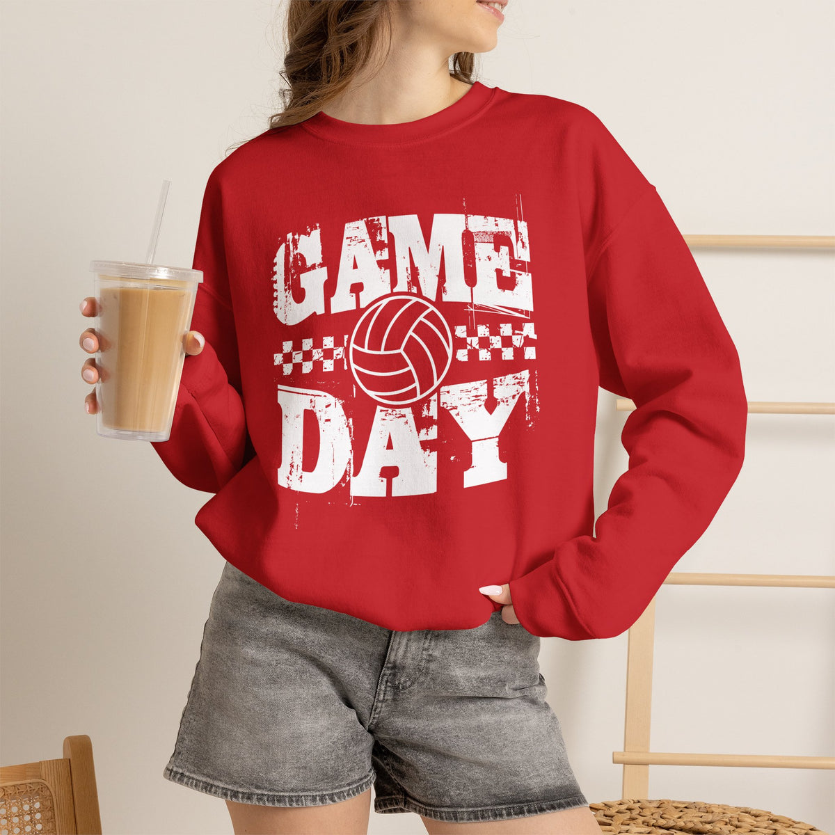 Retro Vintage Volleyball Game Day Gildan Unisex Heavy Blend™ Crewneck Sweatshirt