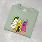 Preppy, Girly, Cute Halloween Ghosts with Cats, Comfort Colors Tee
