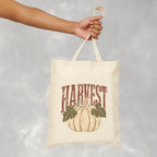 Autumn Harvest, White Pumpkin Retro, Double-Sided Cotton Canvas Tote Bag