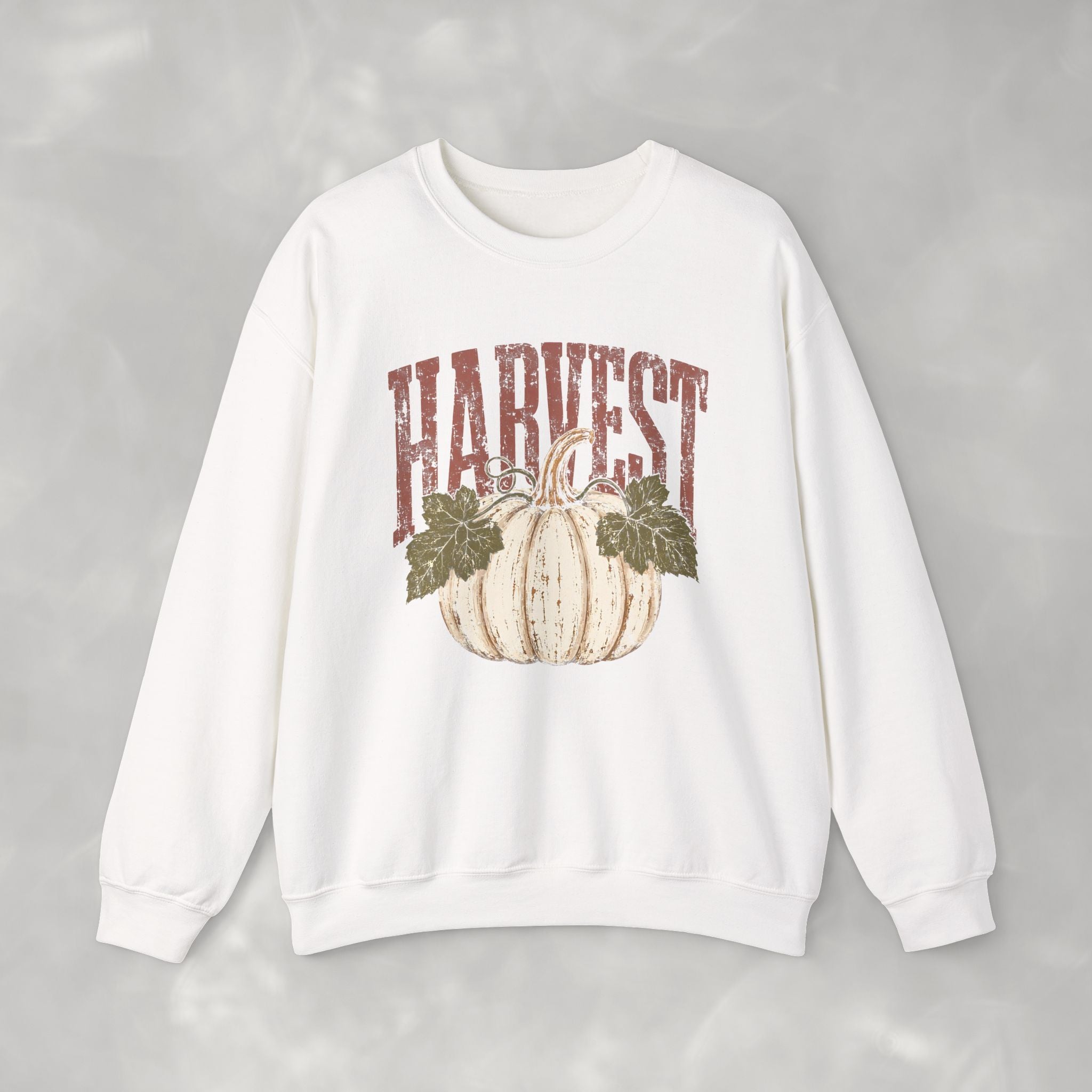 Autumn Harvest, White Pumpkin Retro Gildan Unisex Heavy Blend™ Crewneck Sweatshirt