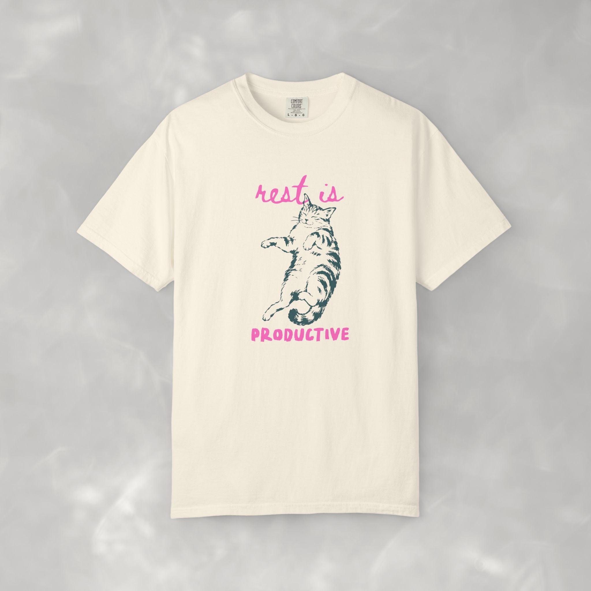 Rest Is Productive, Cute, Funny, Cat Lovers Comfort Colors Tee