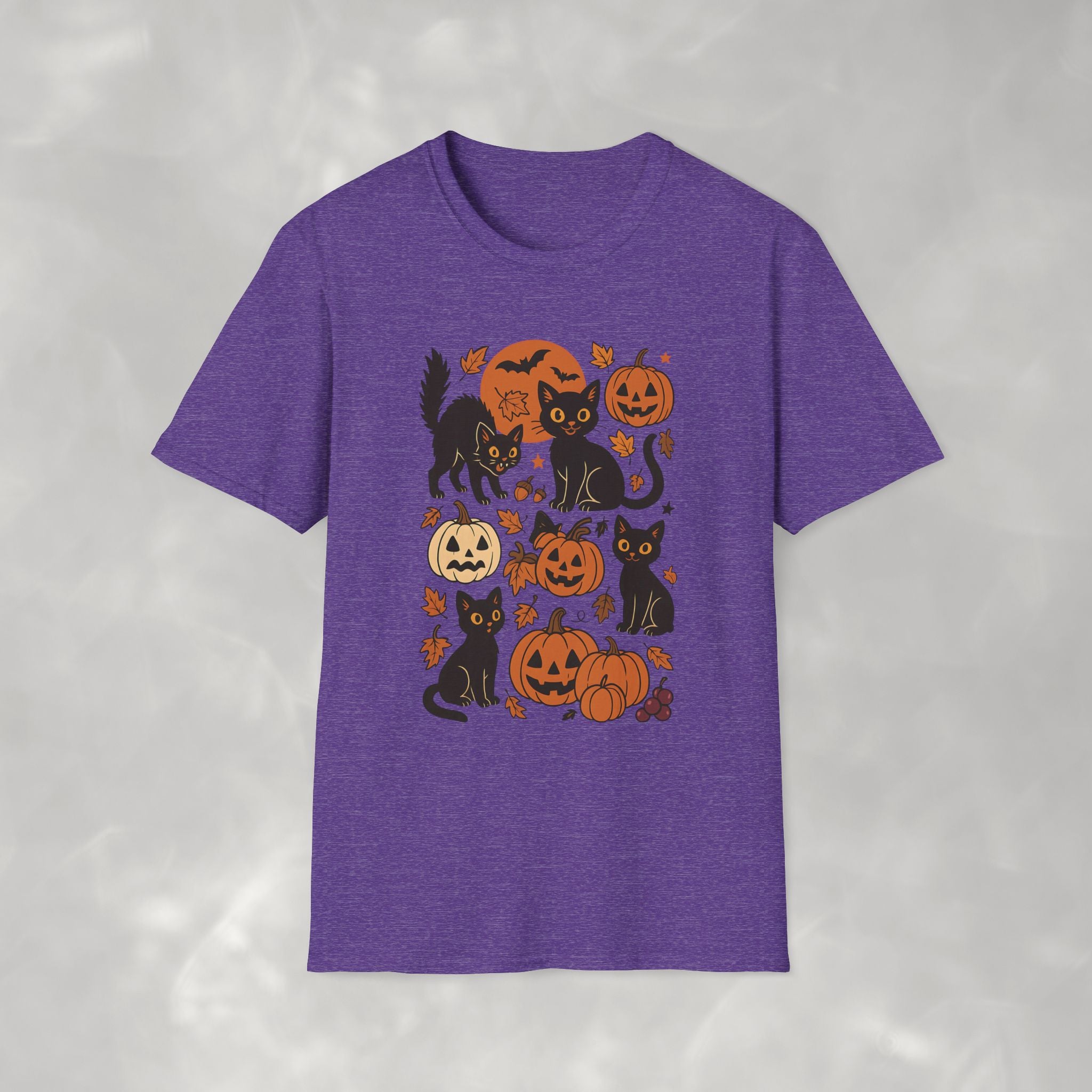 Spooky Black Cats and Jack-O-Lanterns, Gildan Unisex Softstyle T-Shirt