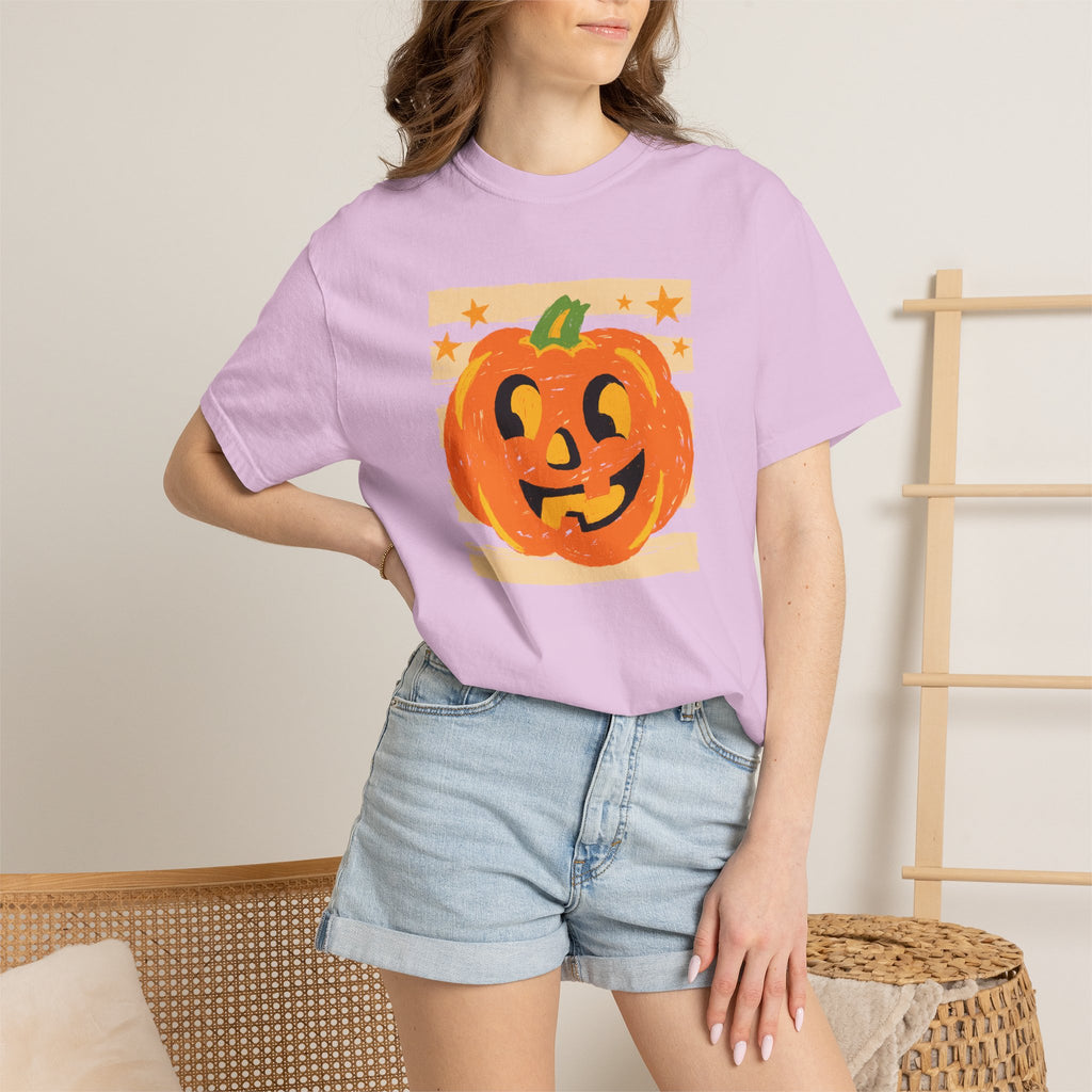Happy Jack-O-Lantern, Striped Halloween Comfort Colors Unisex Garment-Dyed T-shirt