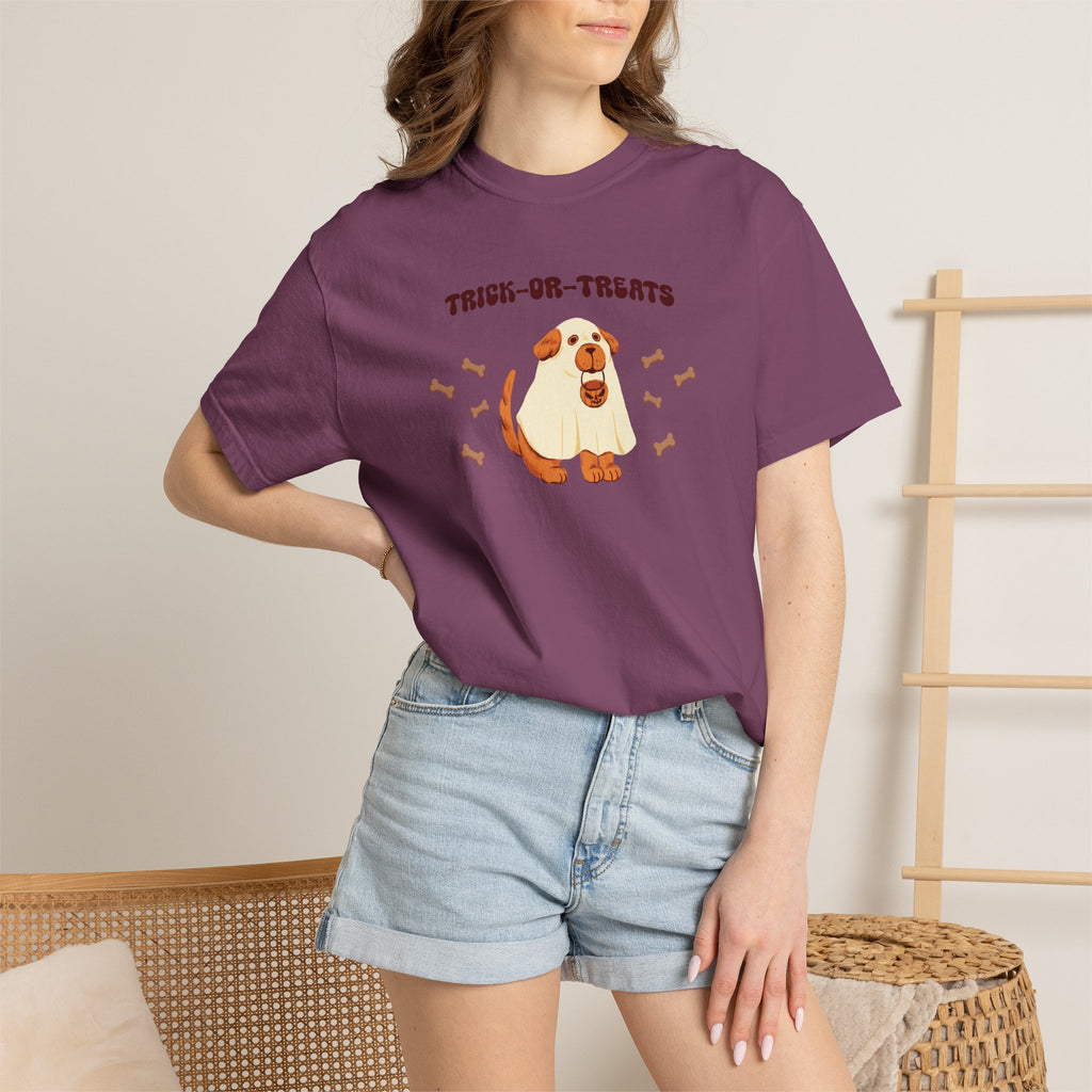 Trick-or-Treats Cute Funny Halloween Dog Lover Unisex Garment-Dyed T-shirt