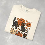 Spooky Black Cats and Jack-O-Lanterns, Unisex Comfort Colors Tee