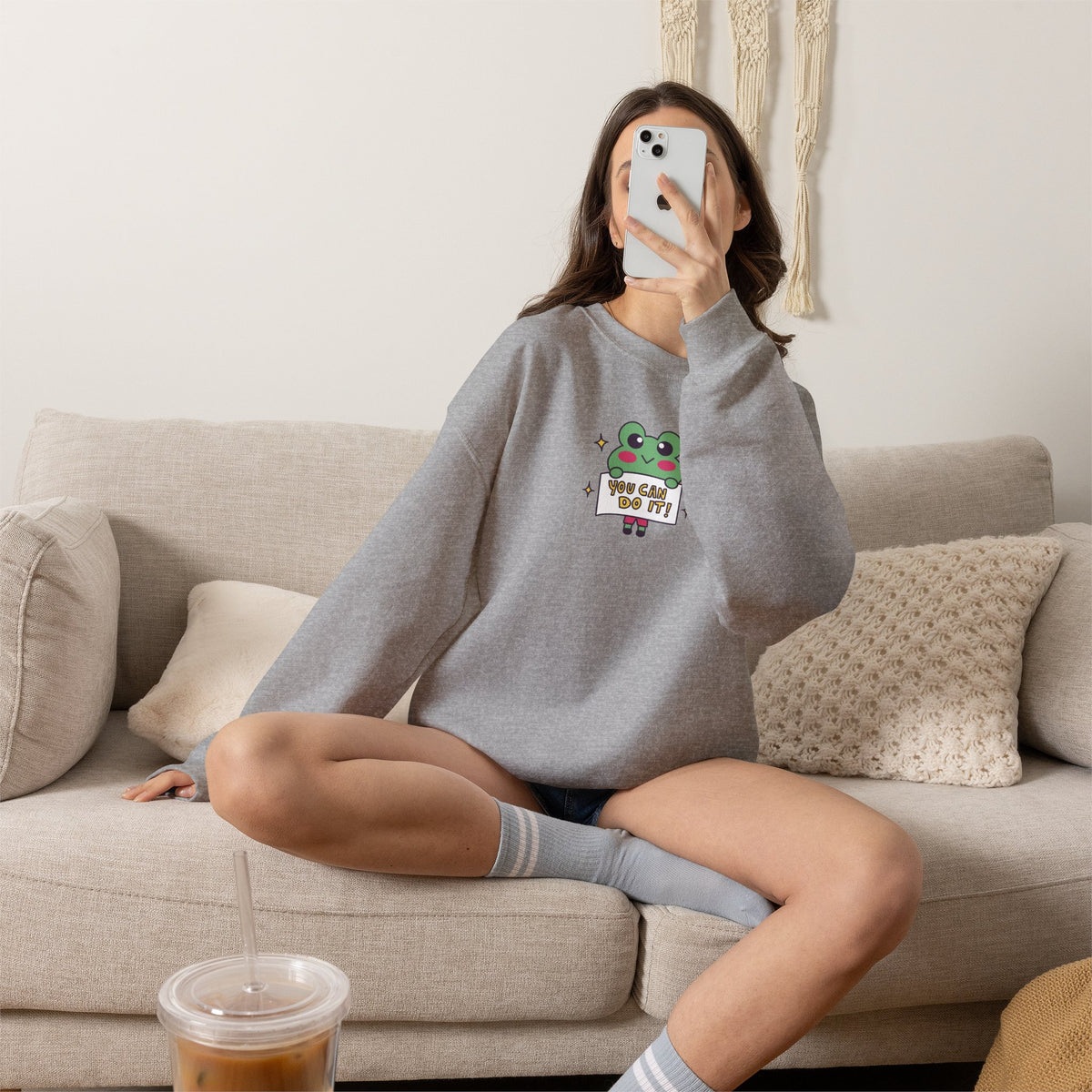 You Can Do It, Cute Motivational Frog Unisex Heavy Blend™ Crewneck Sweatshirt for OT, PT, Speech Therapist