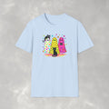 Preppy, Girly, Cute Halloween Ghosts with Cats, Gildan Unisex Softstyle T-Shirt