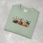 Cute Black Cats Playing in Autumn Leaves Comfort Colors Tee