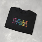 Colorful Rainbow Whimsical Varsity Registered Nurse Gildan Unisex Heavy Blend™ Crewneck Sweatshirt