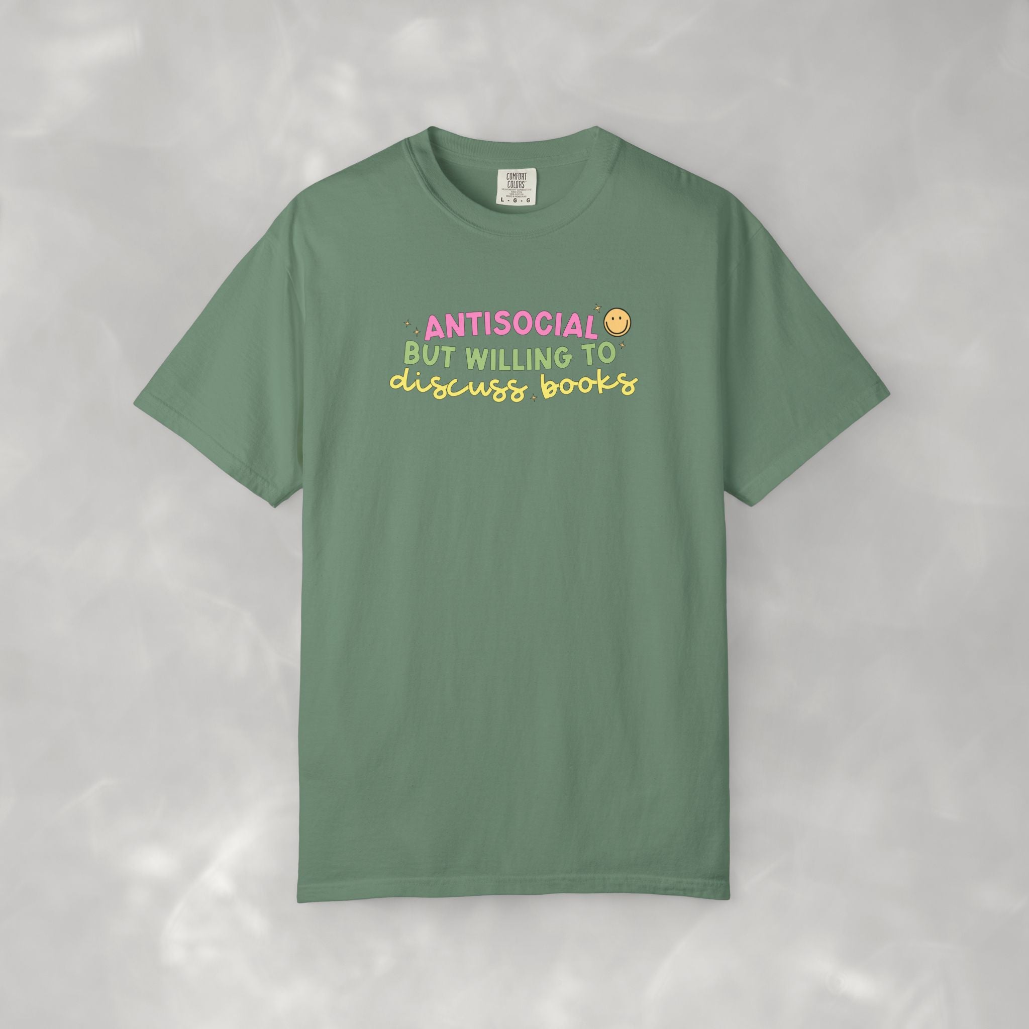 Antisocial but Willing to Discuss Books, Funny, Book Lover Comfort Colors Tee