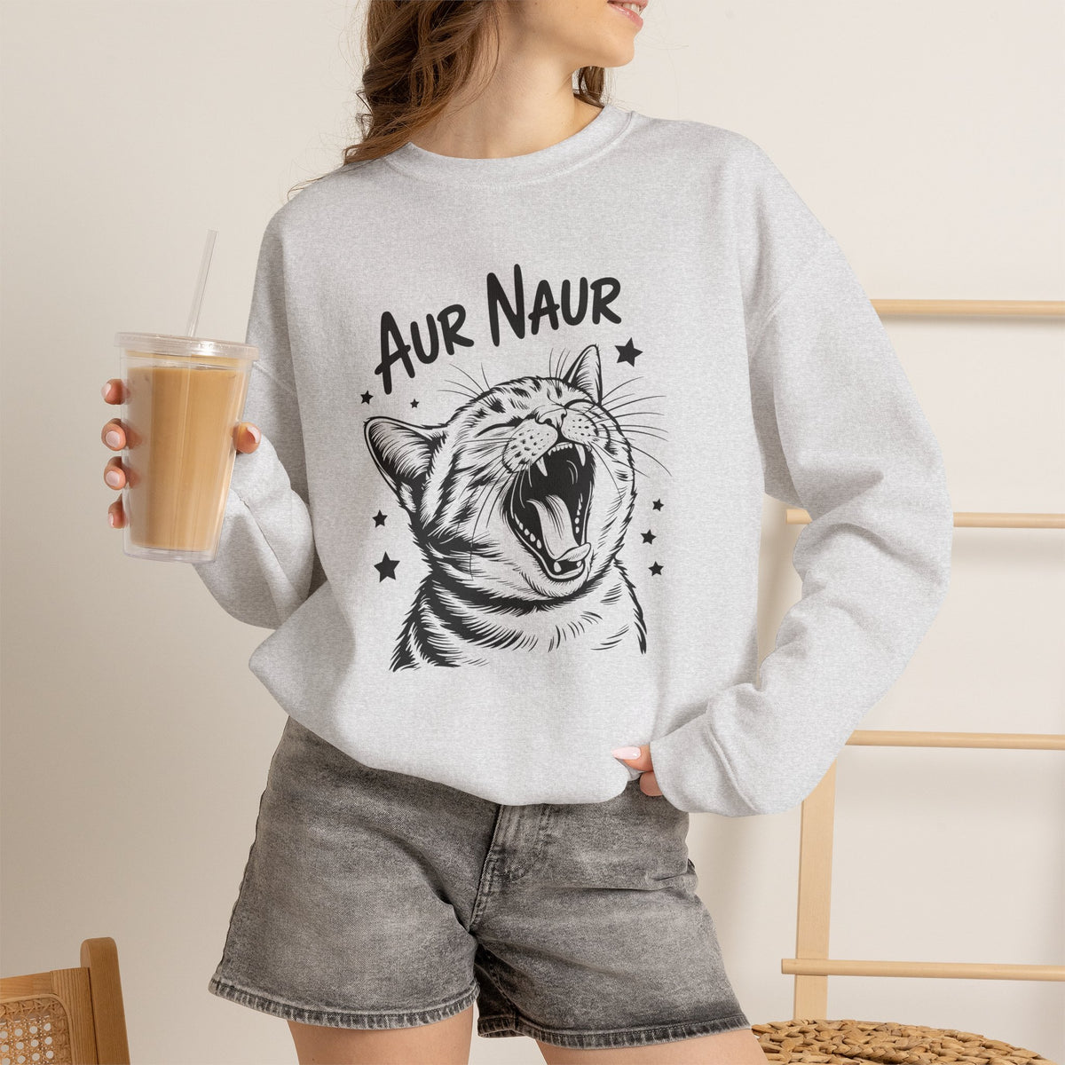 Aur Naur (Oh No) Funny Cat Lover Unisex Heavy Blend™ Crewneck Sweatshirt