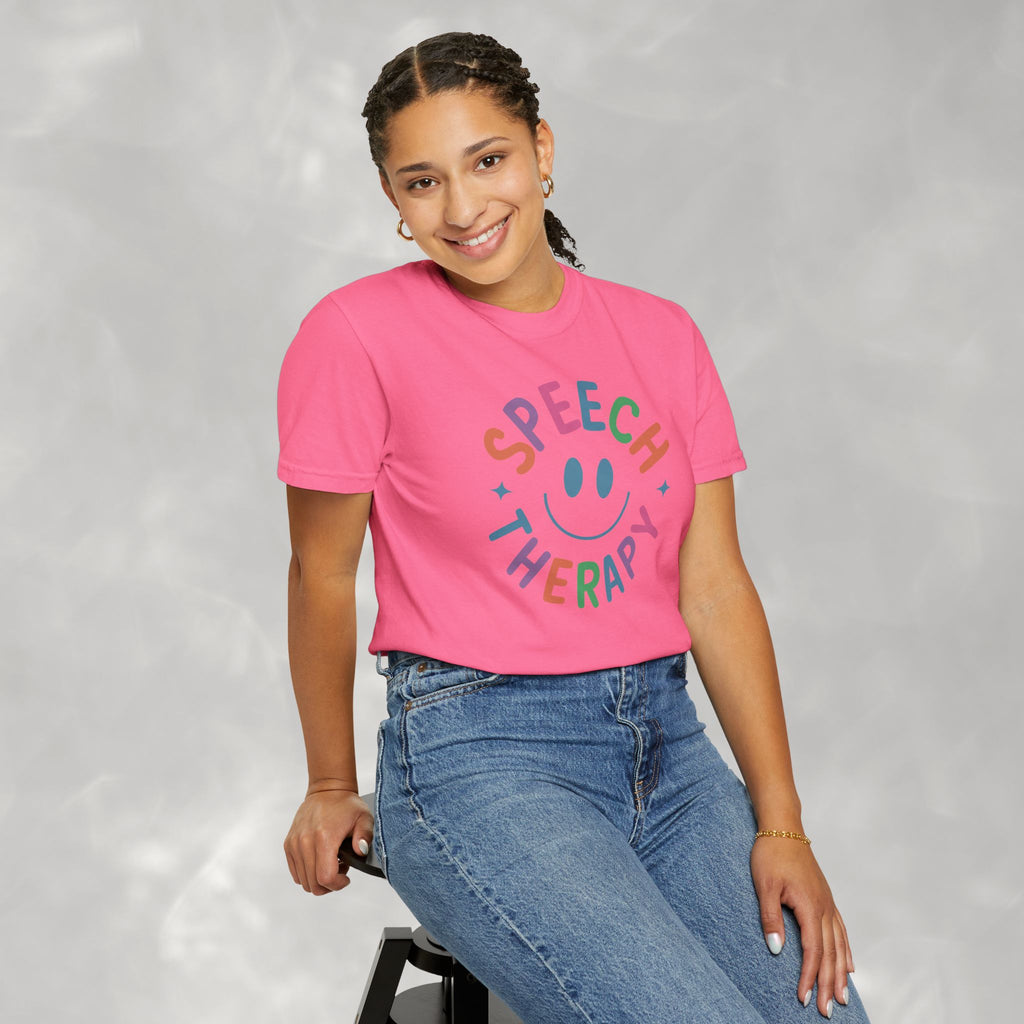 Speech Therapy, Cute Playful Smile, SLP, SLPA Comfort Colors Tee