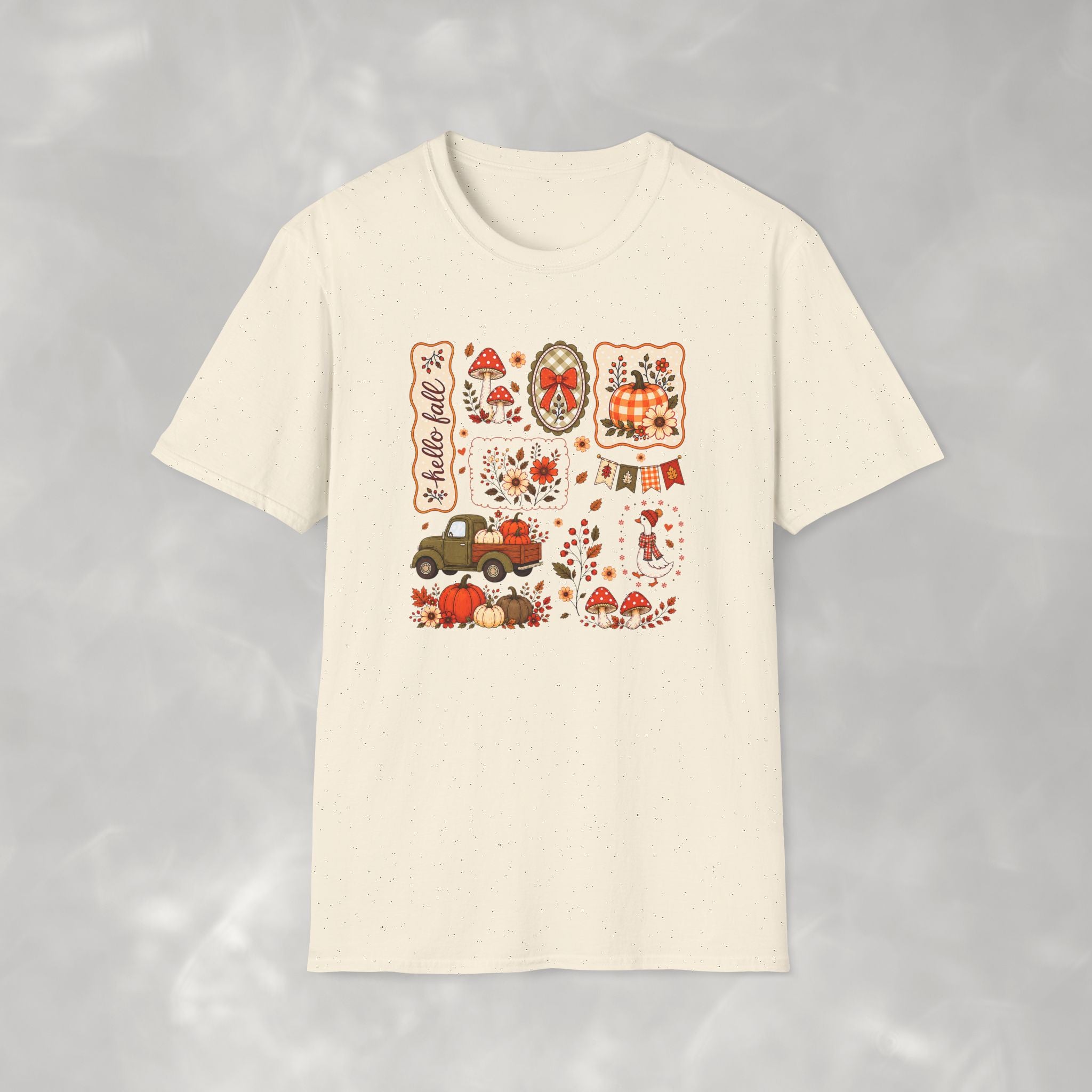 Hello Fall Cute Autumn Collage Gildan Unisex Softstyle T-Shirt