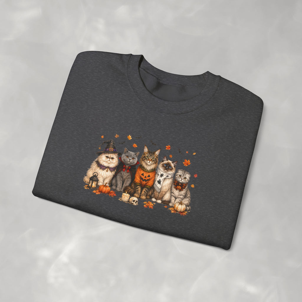 Retro Cats in Halloween Costume Gildan Unisex Heavy Blend™ Crewneck Sweatshirt