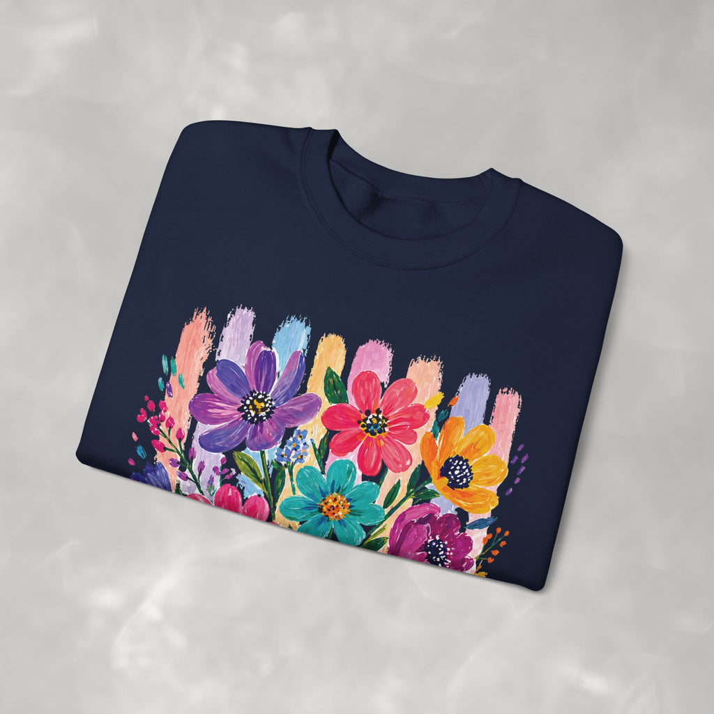 Boho Floral Striped Gildan Unisex Heavy Blend™ Crewneck Sweatshirt