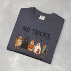 No Tricks Just Chicks, Funny Halloween Chickens in Costumes, Comfort Colors Tee