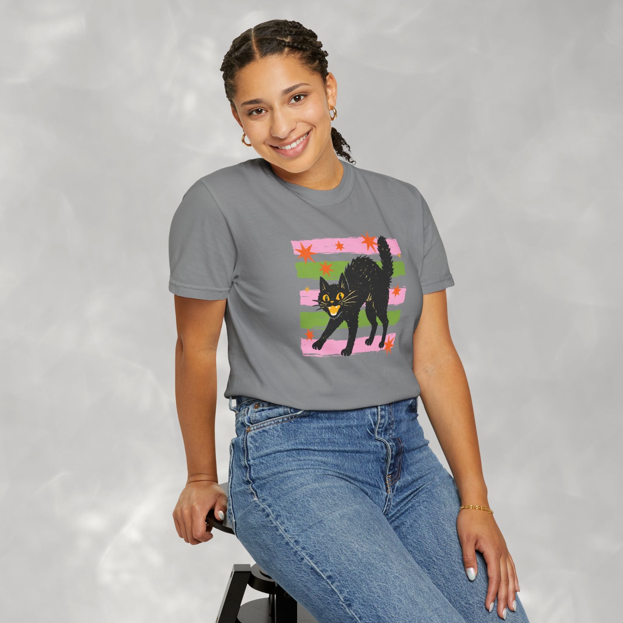 Spooky, Cute Black Cat, Halloween Comfort Colors Tee Unisex