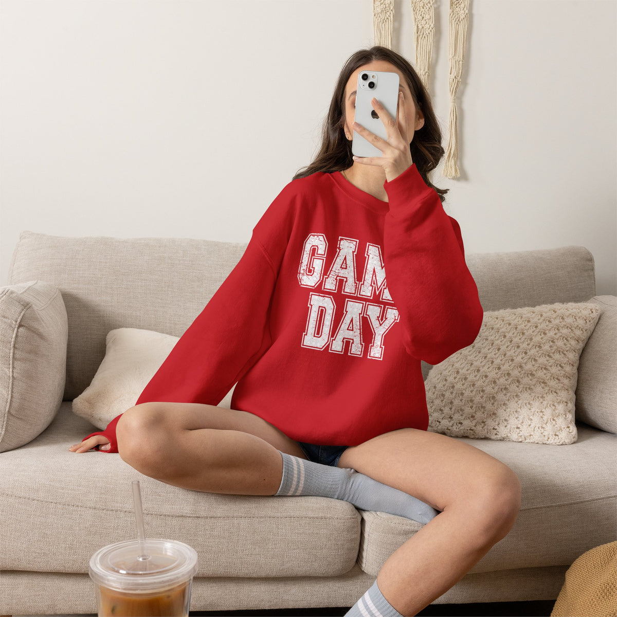 Cute Game Day, Preppy Polka Dot Gildan Unisex Heavy Blend™ Crewneck Sweatshirt