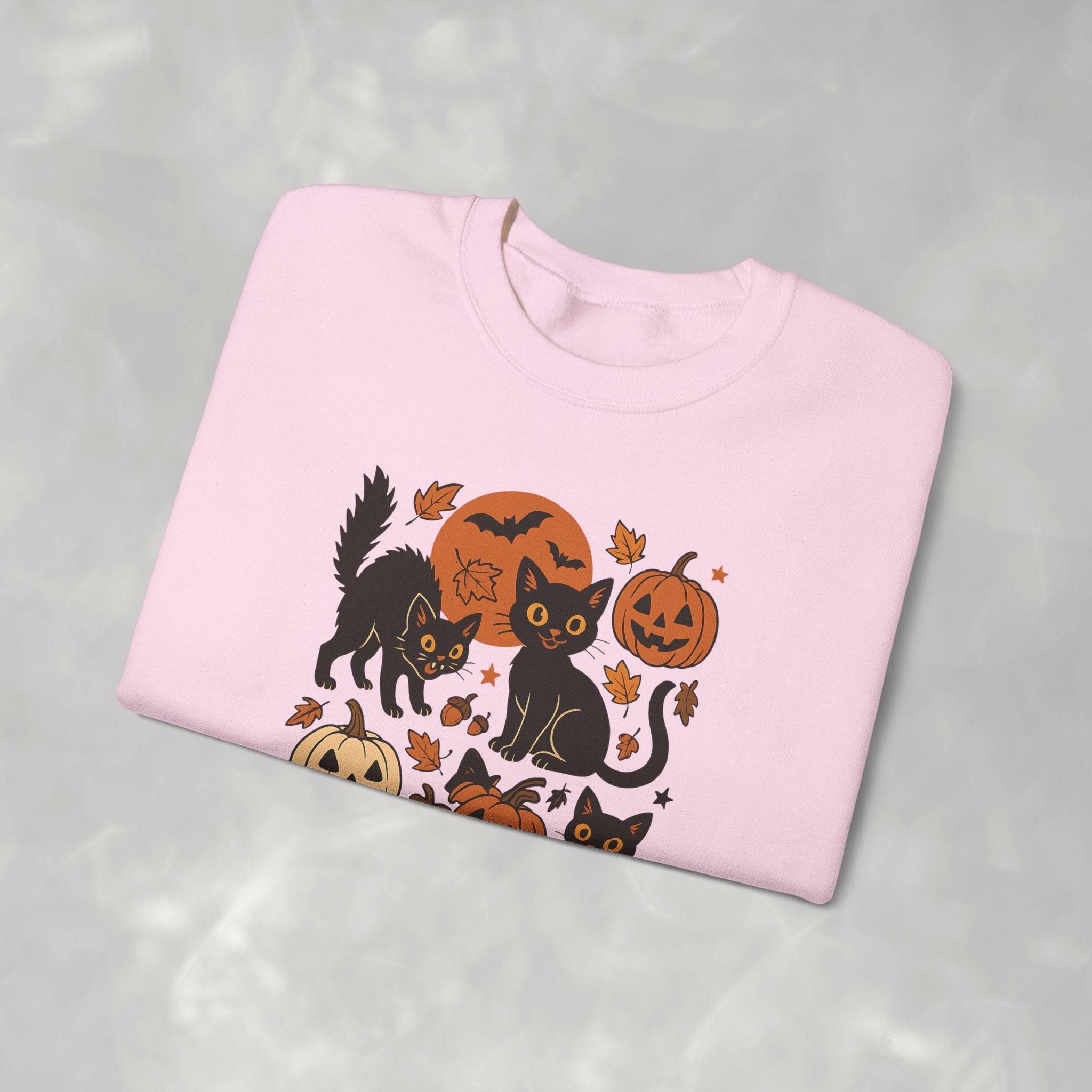 Spooky Black Cats and Jack-O-Lanterns, Gildan Unisex Heavy Blend™ Crewneck Sweatshirt