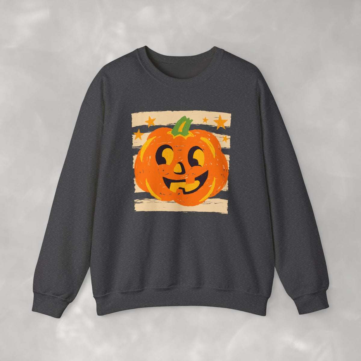 Happy Jack-O-Lantern, Striped Halloween Unisex Heavy Blend™ Crewneck Sweatshirt