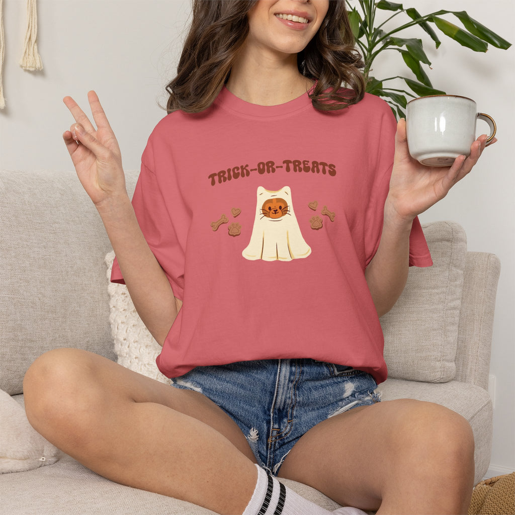 Trick-or-Treats Cute Funny Halloween Cat Lover Comfort Colors Garment-Dyed T-shirt