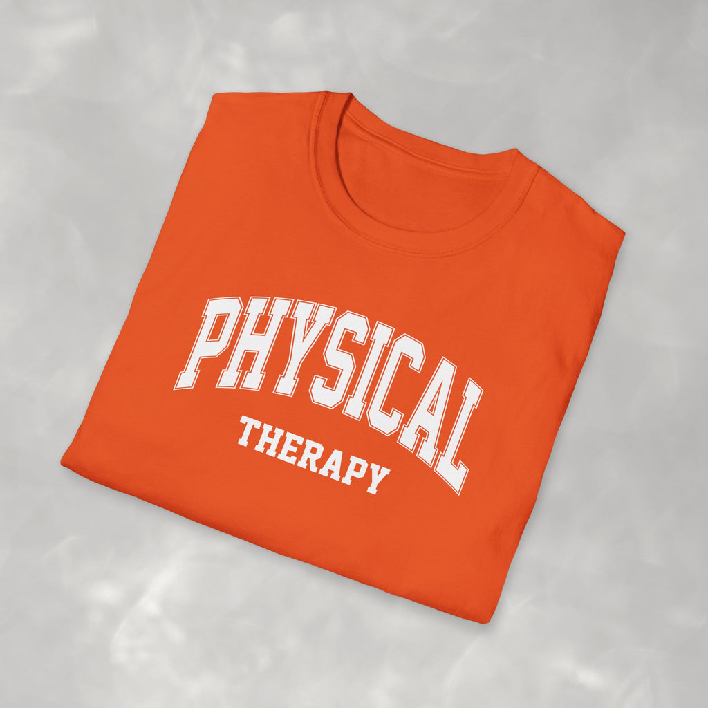 Physical Therapy, Therapist Varsity Style Gildan Unisex Softstyle T-Shirt
