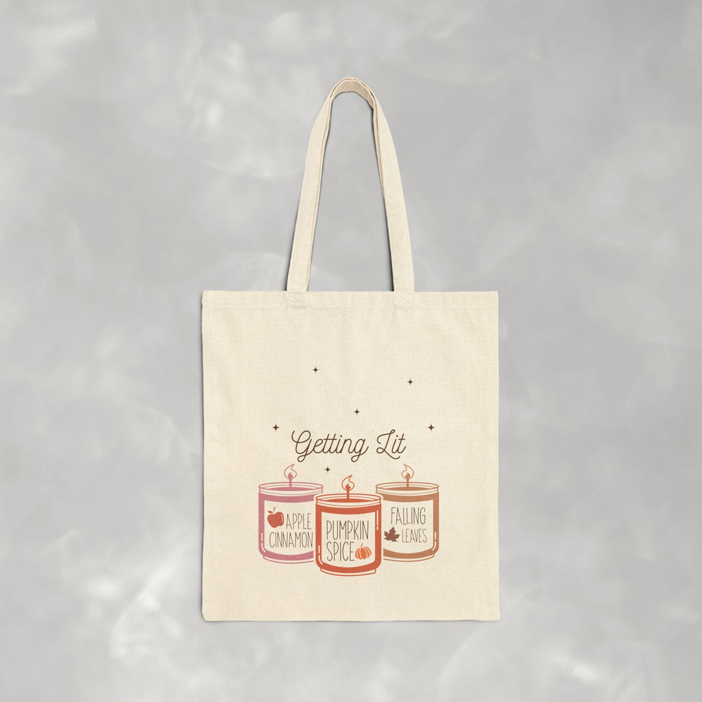 Getting Lit Funny Fall Candle Double-Sided Cotton Canvas Tote Bag