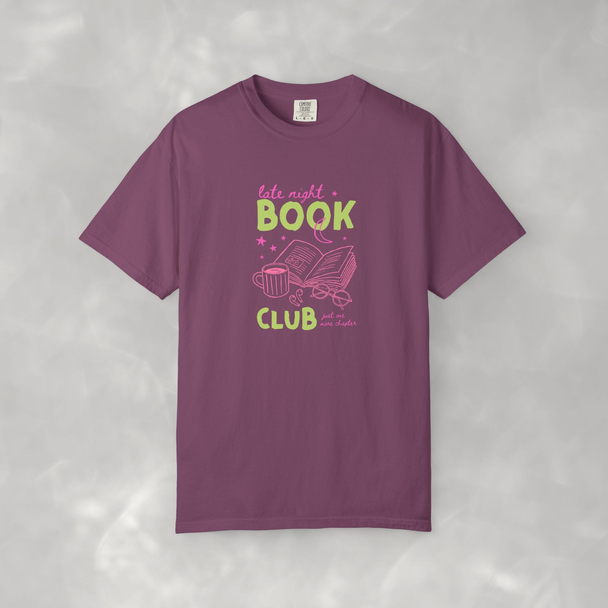 Late Night Book Club, Comfort Colors Book Lover, Reader Tee for Women,