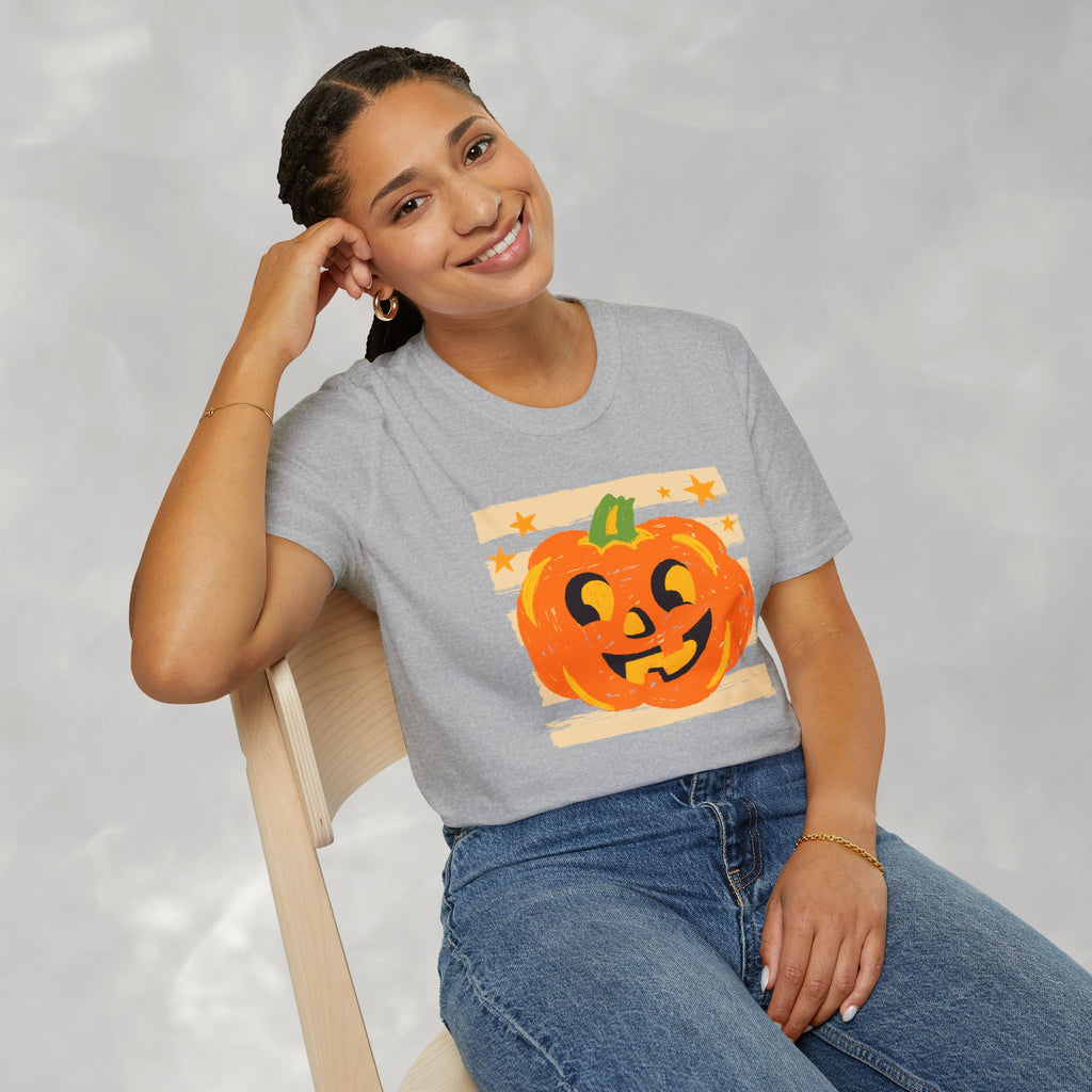 Happy Jack-O-Lantern, Striped Halloween Gildan Unisex Softstyle T-Shirt