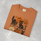 Spooky Black Cats and Jack-O-Lanterns, Unisex Comfort Colors Tee