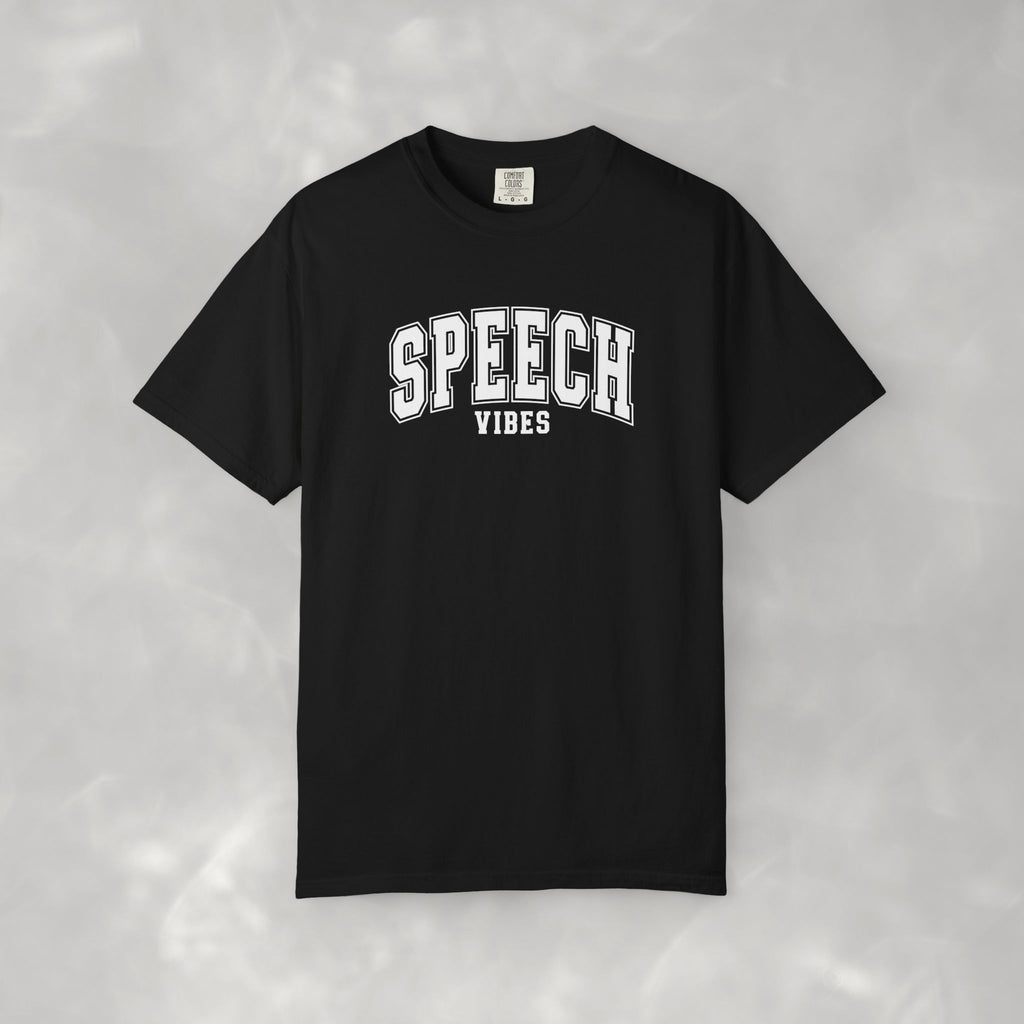 Speech Vibes, Unisex Comfort Colors Tee for SLP, SLPA, Speech Therapy