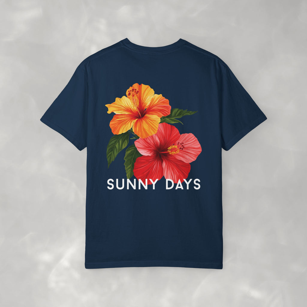 Sunny Days Hibiscus Unisex CC Tee, Summer Comfort Colors T-shirt for Men and Women