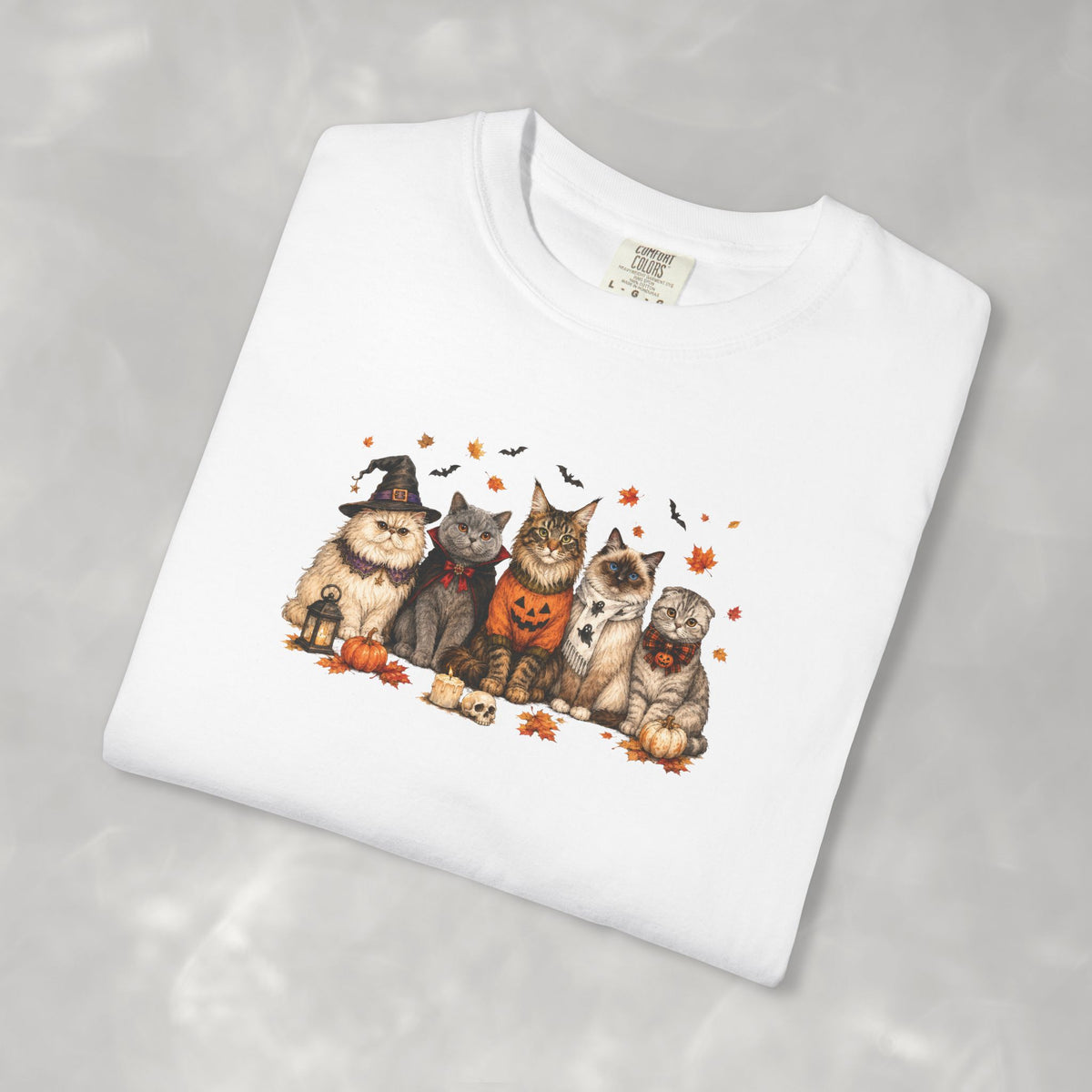 Retro Cats in Halloween Costumes Unisex Comfort Colors Tee