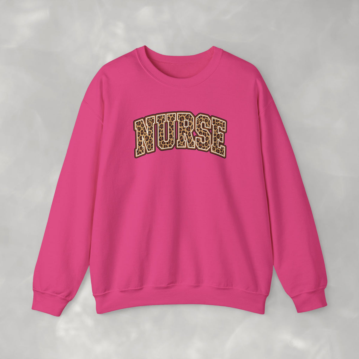 Leopard Print Varsity Nurse Gildan Unisex Heavy Blend™ Crewneck Sweatshirt