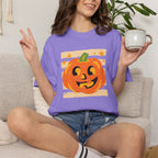 Happy Jack-O-Lantern, Striped Halloween Comfort Colors Unisex Garment-Dyed T-shirt