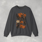 Spooky Black Cats and Jack-O-Lanterns, Gildan Unisex Heavy Blend™ Crewneck Sweatshirt