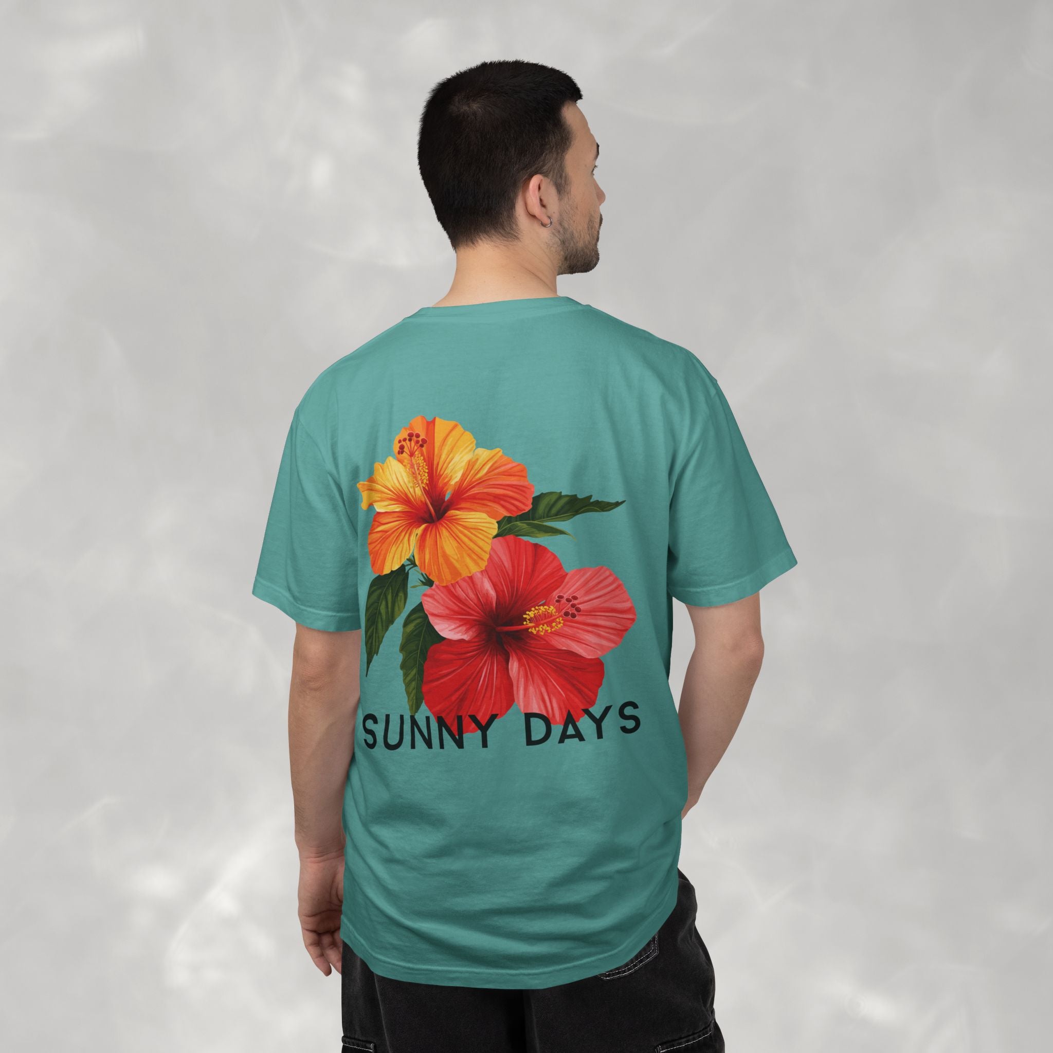 Sunny Days Hibiscus Unisex CC Tee, Summer Comfort Colors T-shirt for Men and Women