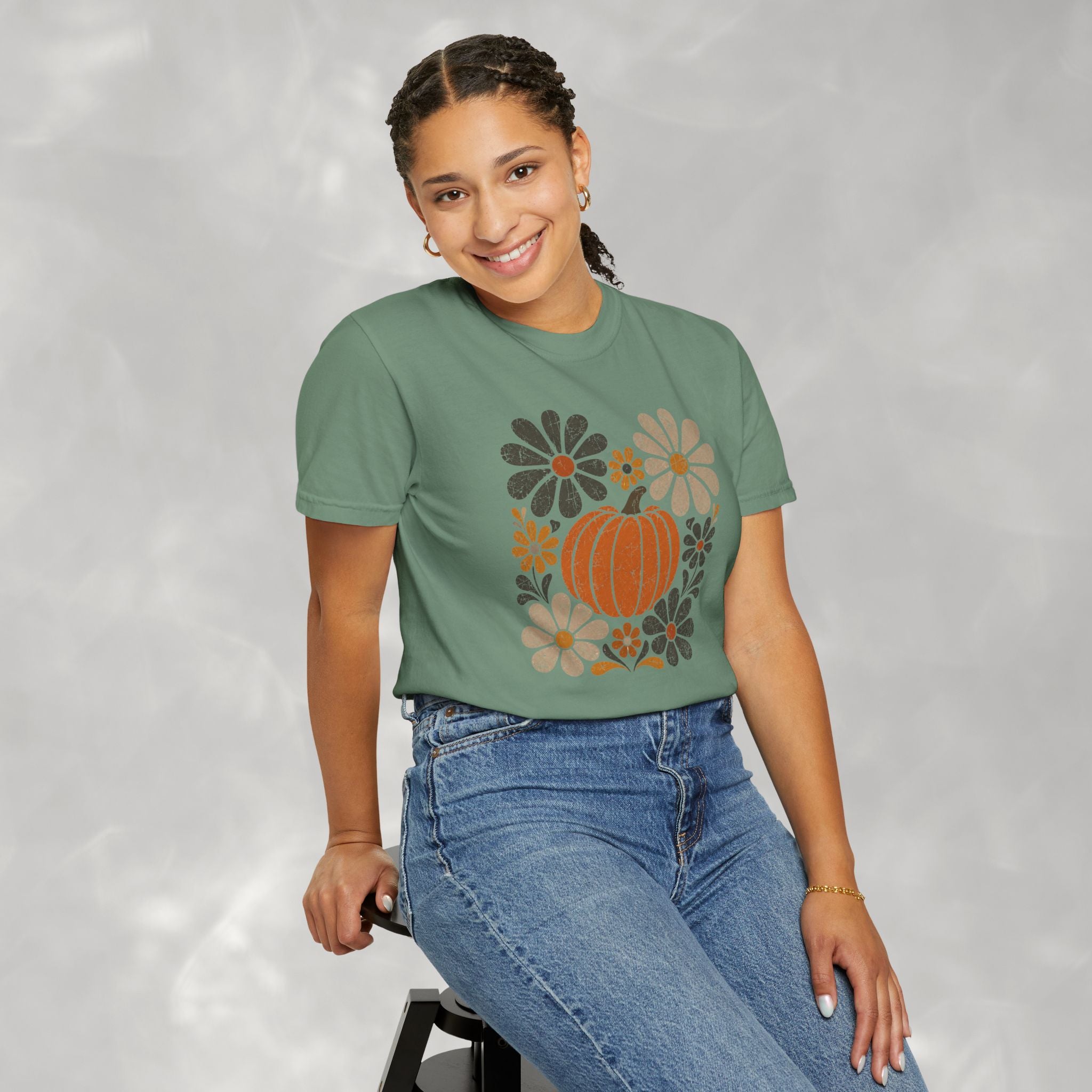 Retro Fall, Autumn Pumpkin Comfort Colors Tee