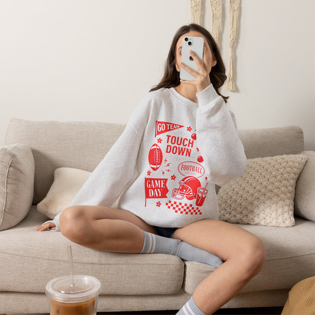 Football Season, Touchdown, Gameday, Cute Gildan Unisex Heavy Blend™ Crewneck Sweatshirt