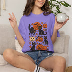 Spooky Black Cats and Jack-O-Lanterns, Unisex Comfort Colors Tee